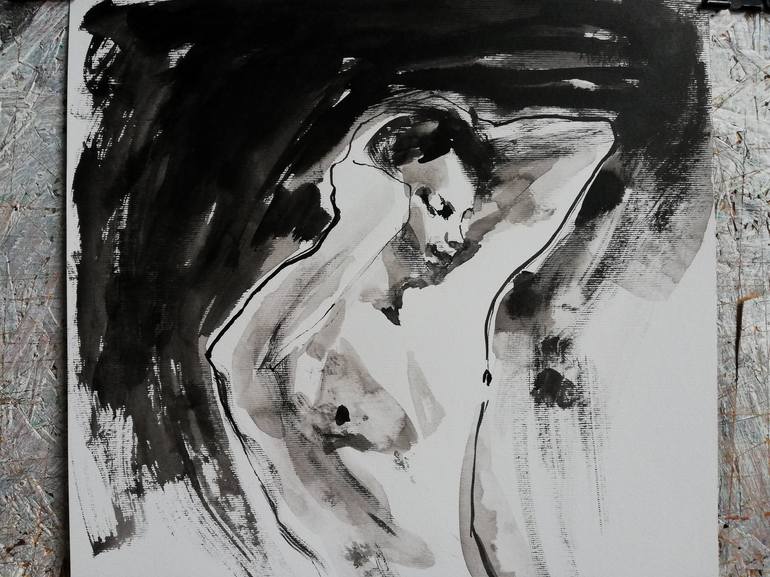 Original Expressionism Nude Drawing by Jelena Djokic