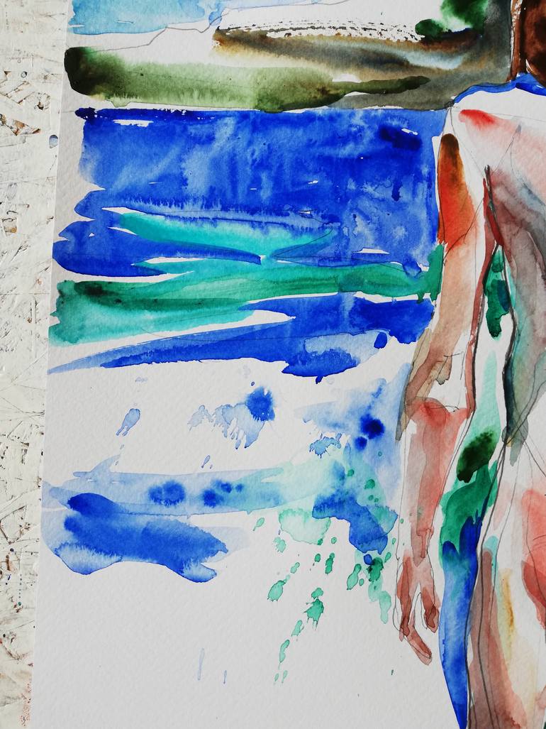 Original Expressionism Nude Painting by Jelena Djokic