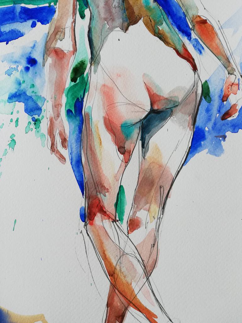 Original Expressionism Nude Painting by Jelena Djokic