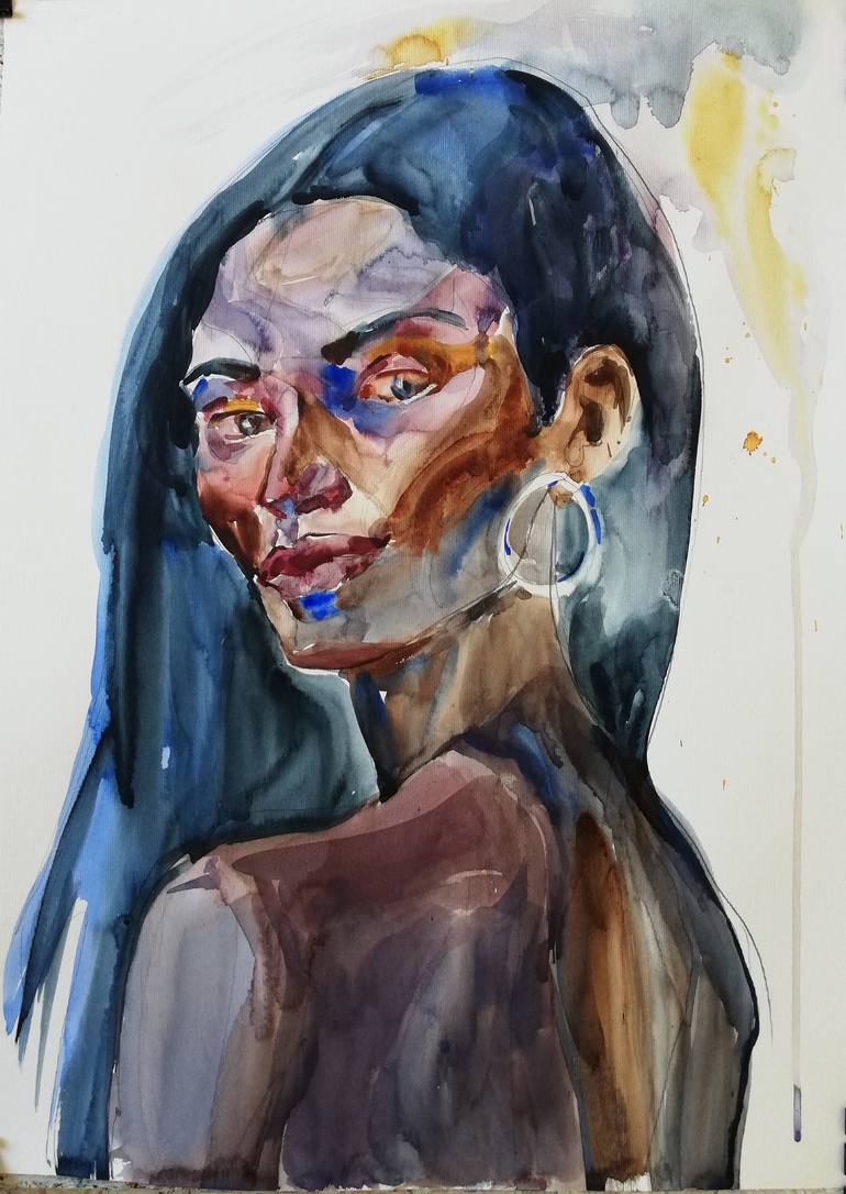 Original Expressionism Portrait Painting by Jelena Djokic
