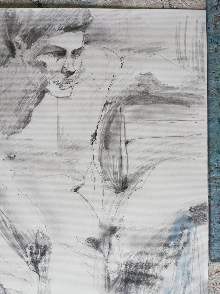 Original Expressionism Nude Drawing by Jelena Djokic