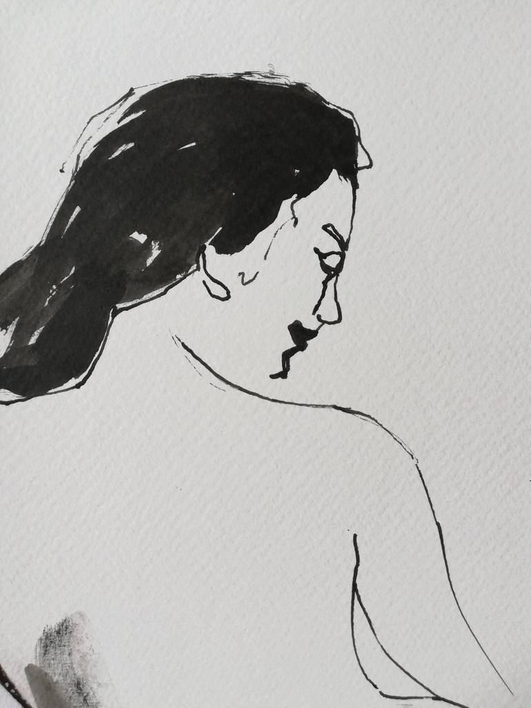 Original Impressionism Nude Drawing by Jelena Djokic