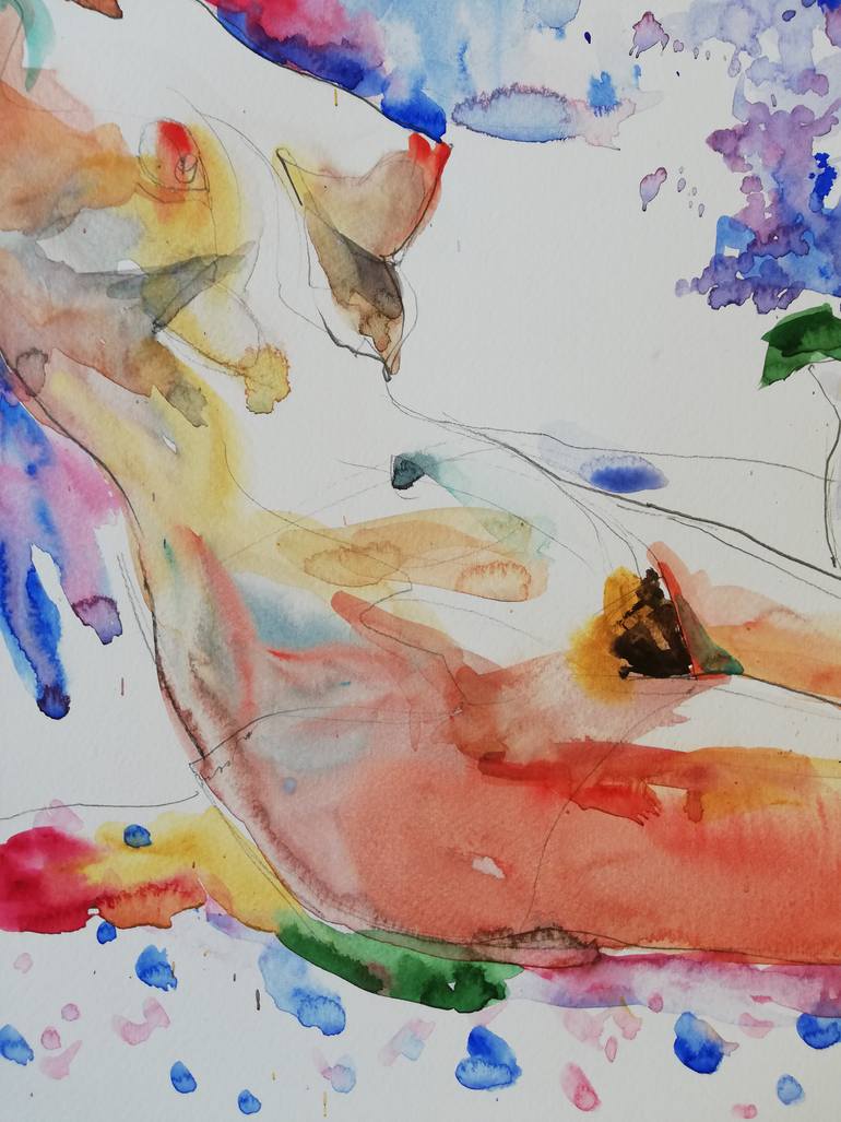 Original Expressionism Nude Painting by Jelena Djokic