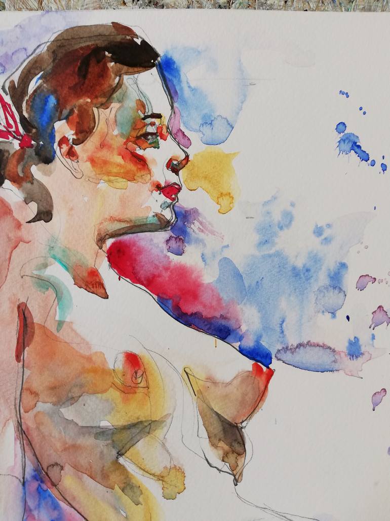 Original Expressionism Nude Painting by Jelena Djokic