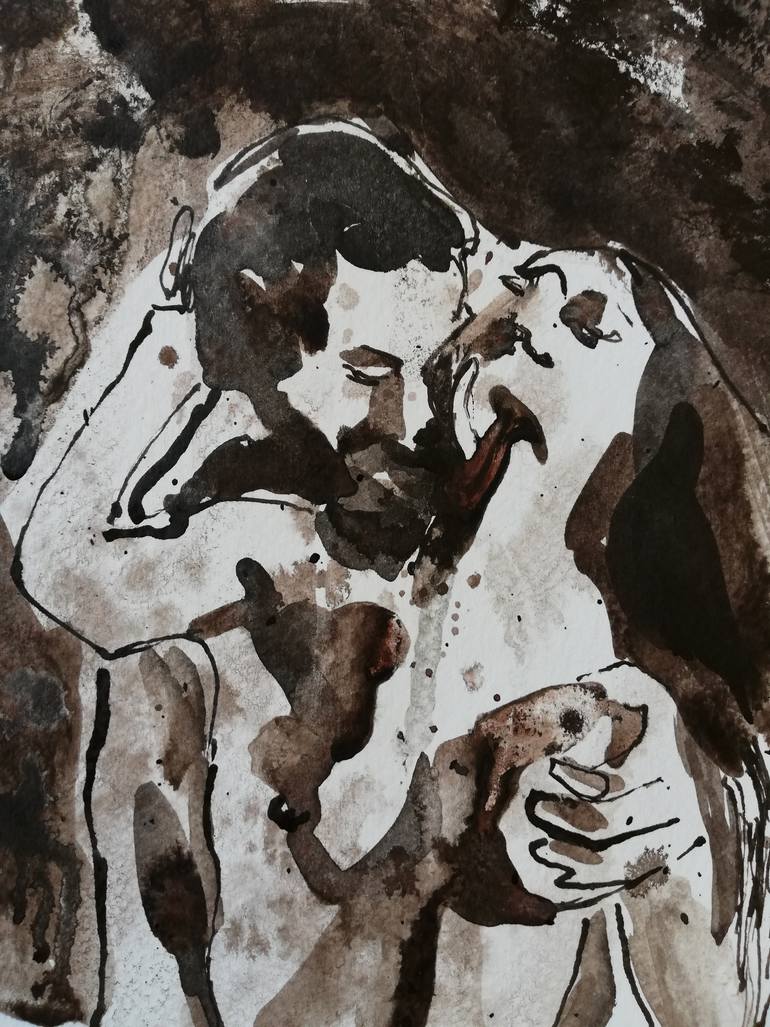 Original Expressionism Erotic Drawing by Jelena Djokic
