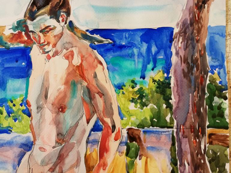 Original Expressionism Nude Painting by Jelena Djokic