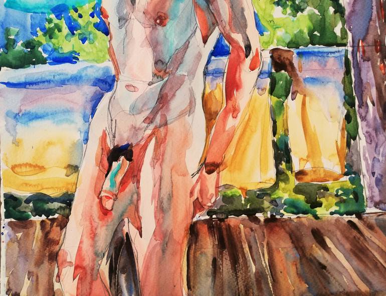 Original Expressionism Nude Painting by Jelena Djokic