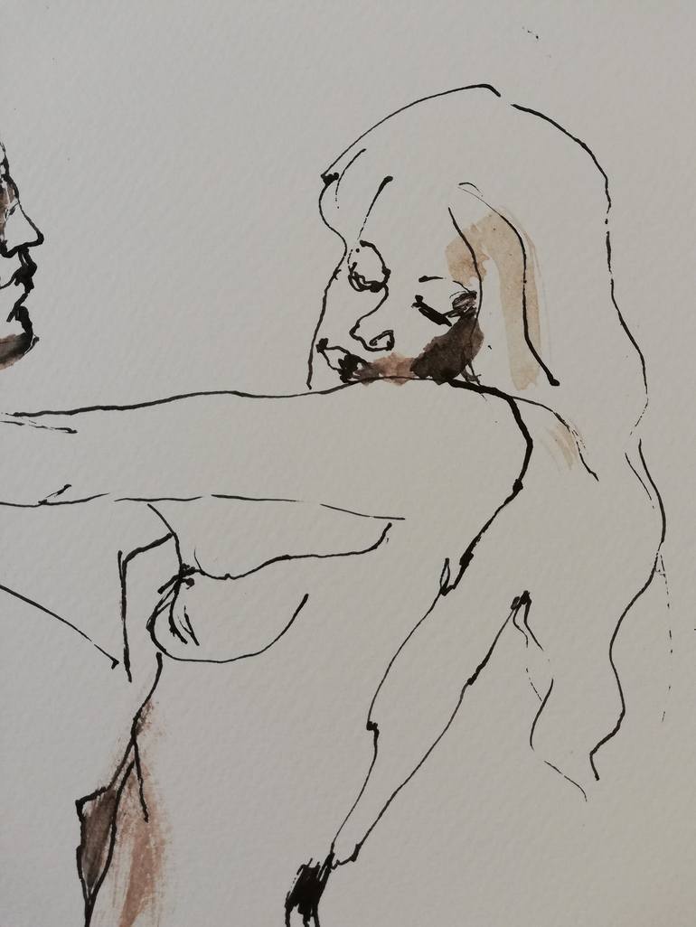 Original Expressionism Erotic Drawing by Jelena Djokic