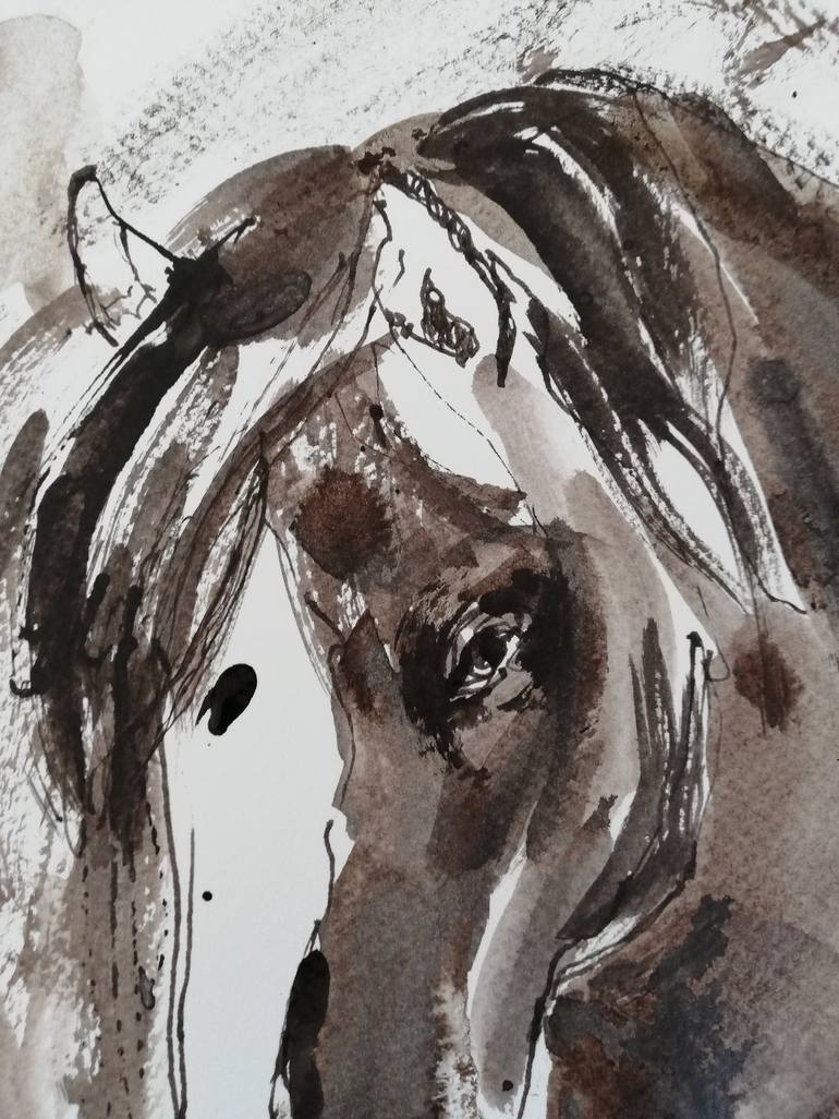 Original Figurative Horse Drawing by Jelena Djokic