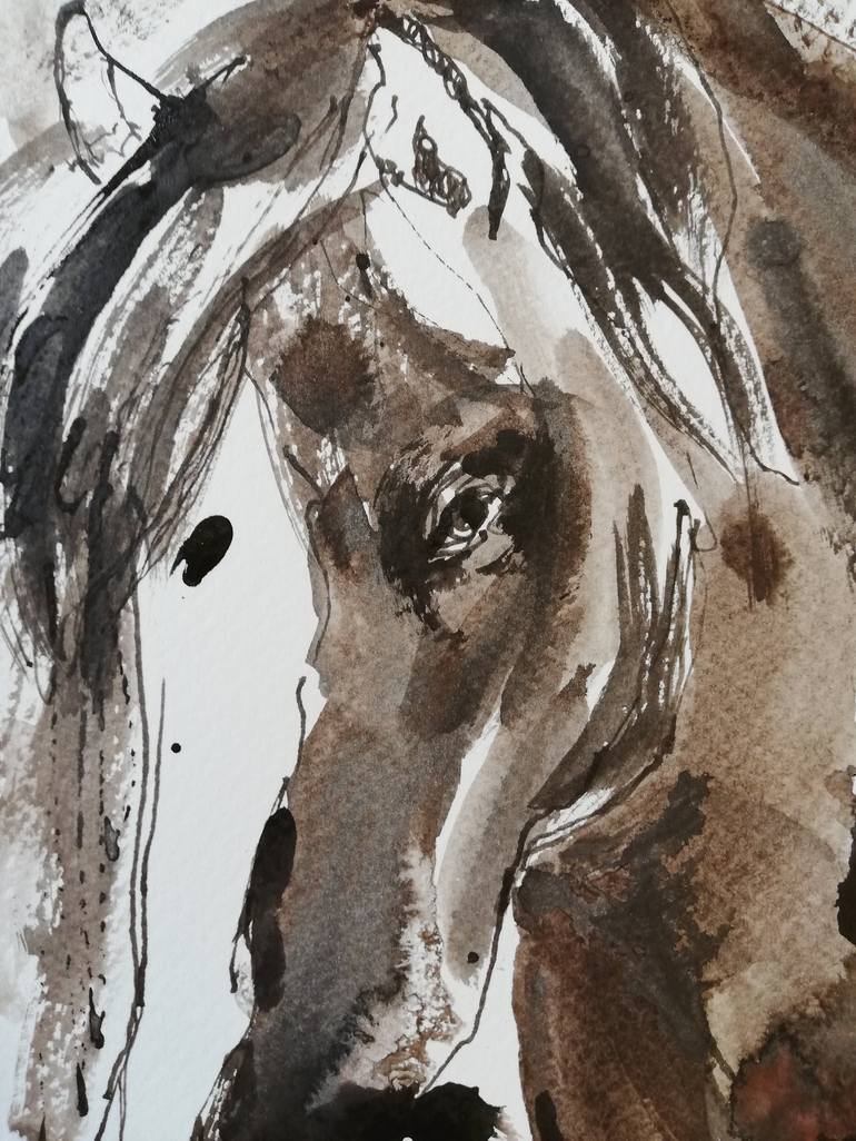 Original Figurative Horse Drawing by Jelena Djokic