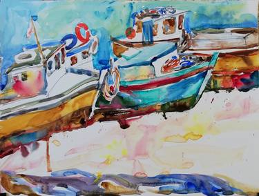 Original Impressionism Boat Paintings by Jelena Djokic