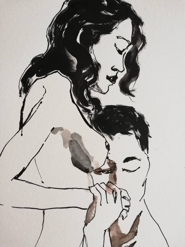 Original Expressionism Love Drawing by Jelena Djokic