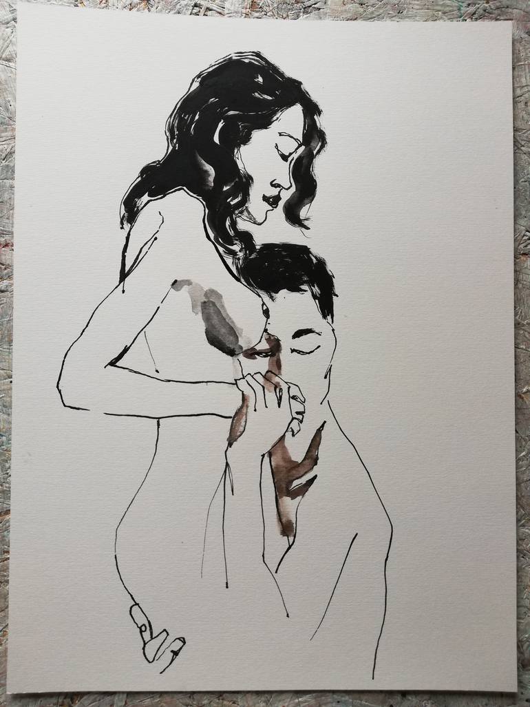 Original Expressionism Love Drawing by Jelena Djokic