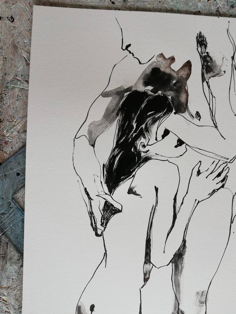 Original Impressionism Erotic Drawing by Jelena Djokic