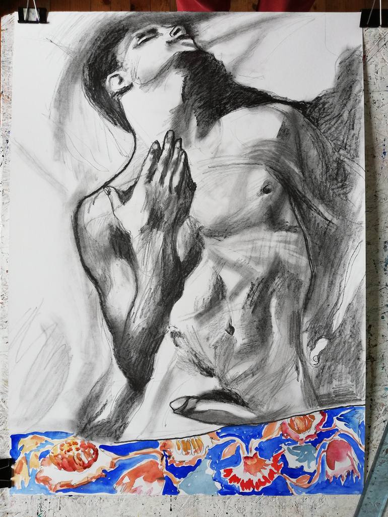 Original Figurative Erotic Drawing by Jelena Djokic