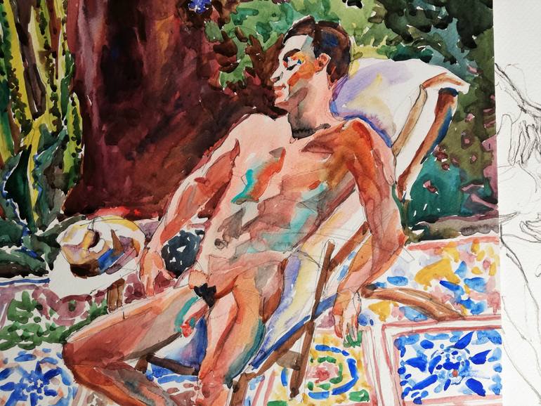 Original Impressionism Nude Painting by Jelena Djokic