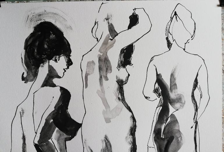 Original Impressionism Nude Drawing by Jelena Djokic