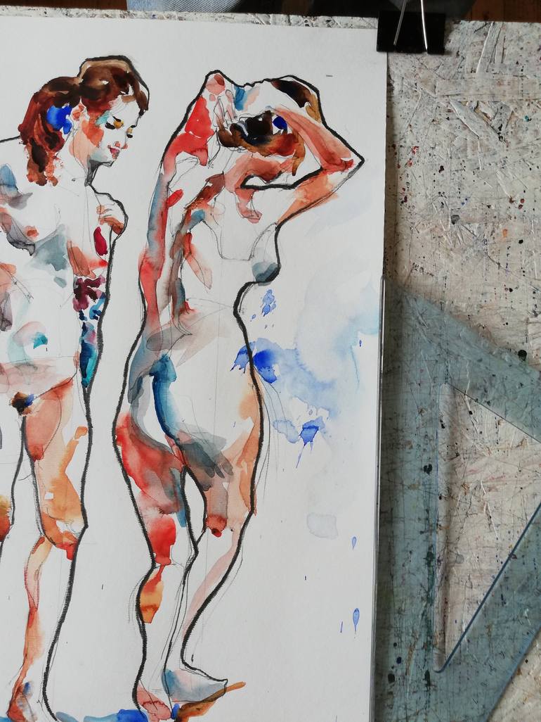 Original Figurative Nude Painting by Jelena Djokic