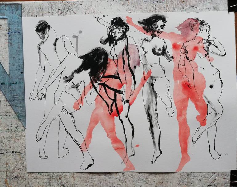 Original Figurative Nude Drawing by Jelena Djokic