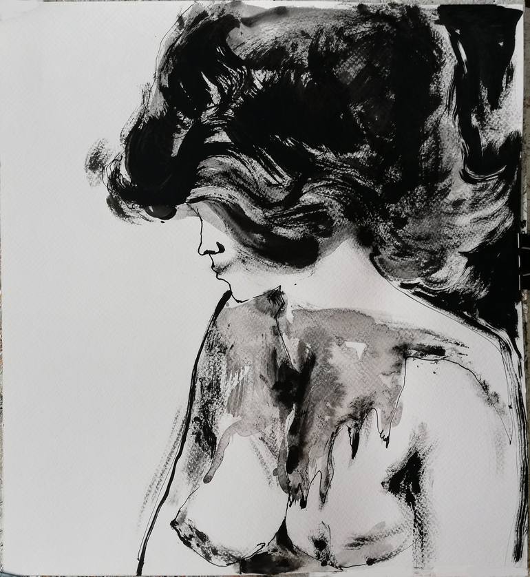 Original Figurative Nude Drawing by Jelena Djokic