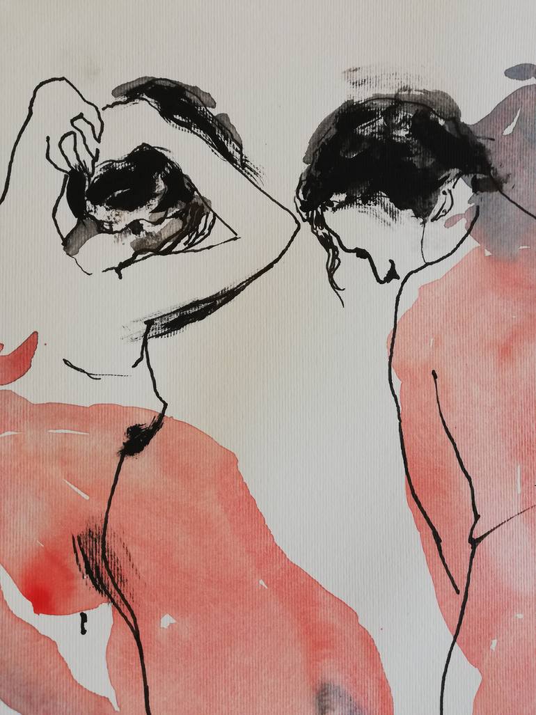 Original Expressionism Nude Drawing by Jelena Djokic