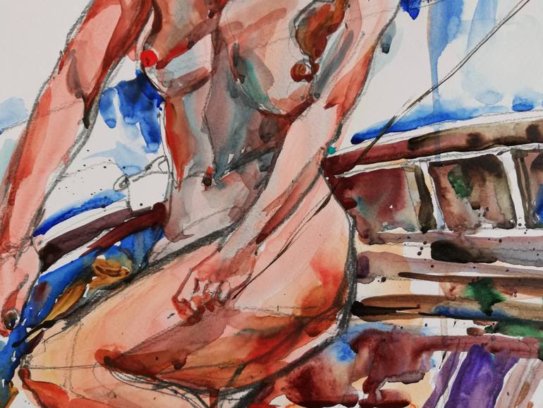 Original Expressionism Nude Painting by Jelena Djokic