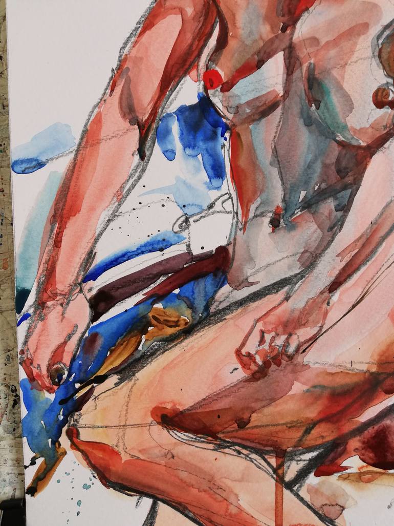 Original Expressionism Nude Painting by Jelena Djokic