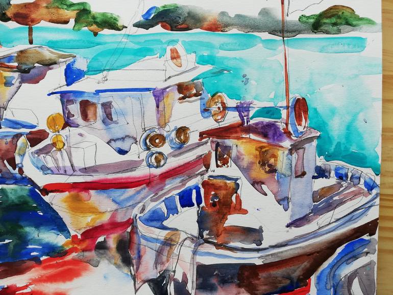 Original Boat Painting by Jelena Djokic