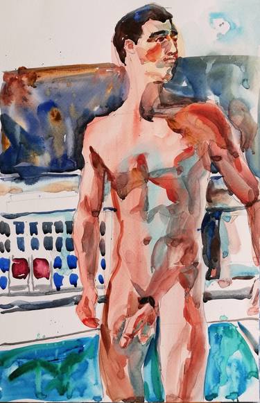 Male Nude by the Pool thumb