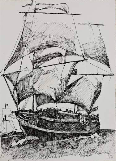 Original Fine Art Ship Drawings by Jelena Djokic