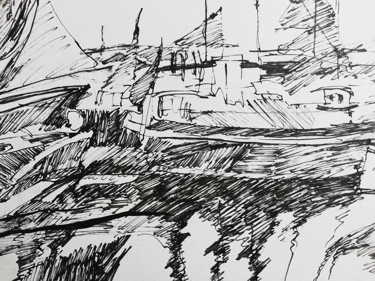 Original Expressionism Boat Drawing by Jelena Djokic