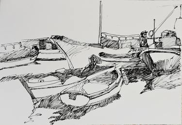 Print of Impressionism Boat Drawings by Jelena Djokic