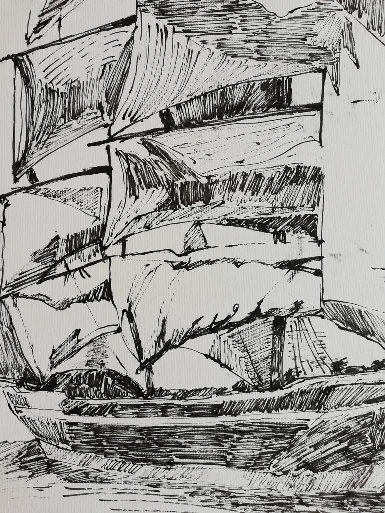 Original Expressionism Ship Drawing by Jelena Djokic