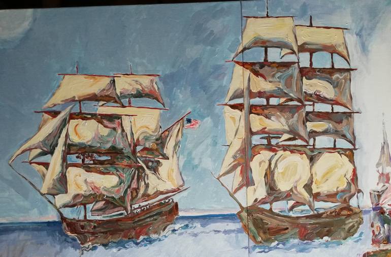 Original Figurative Ship Painting by Jelena Djokic