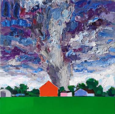 Landscape With Vermilion Barn and Tornado thumb