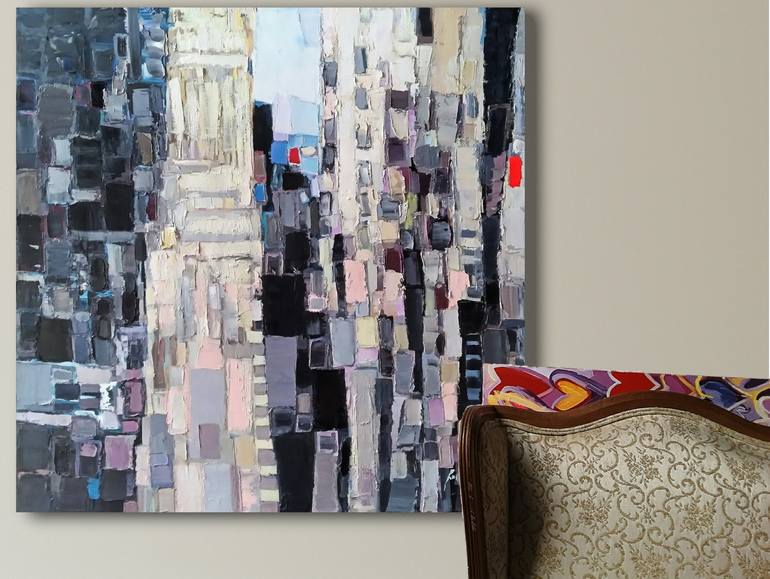 Original Abstract Cities Painting by Ruslan Khais
