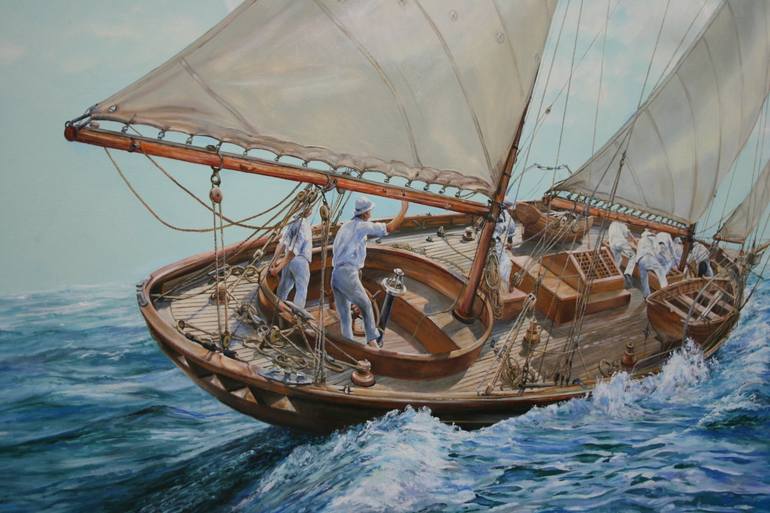 Original Boat Painting by Peter Goodhall
