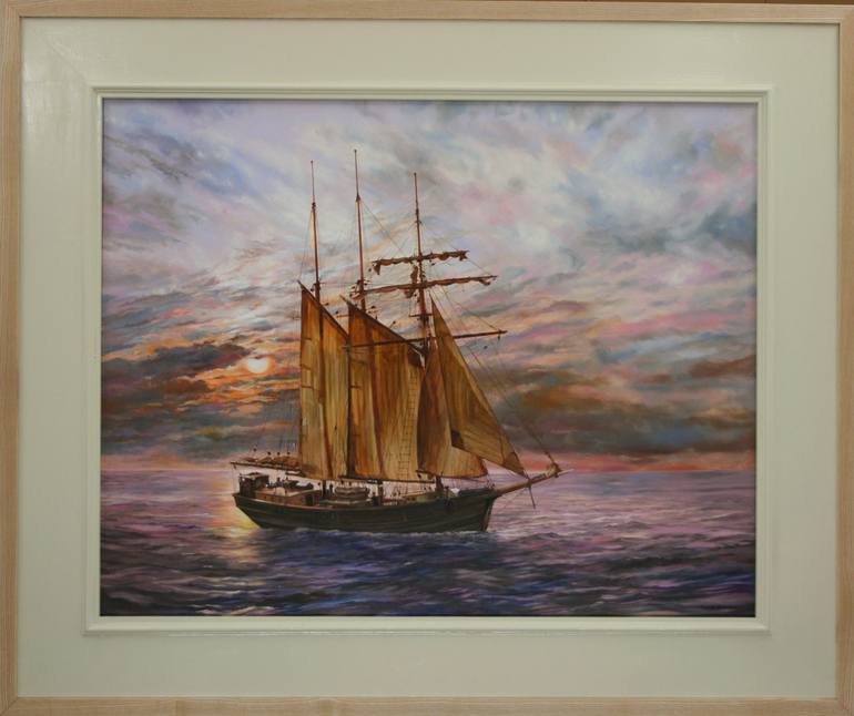 Original Impressionism Boat Painting by Peter Goodhall