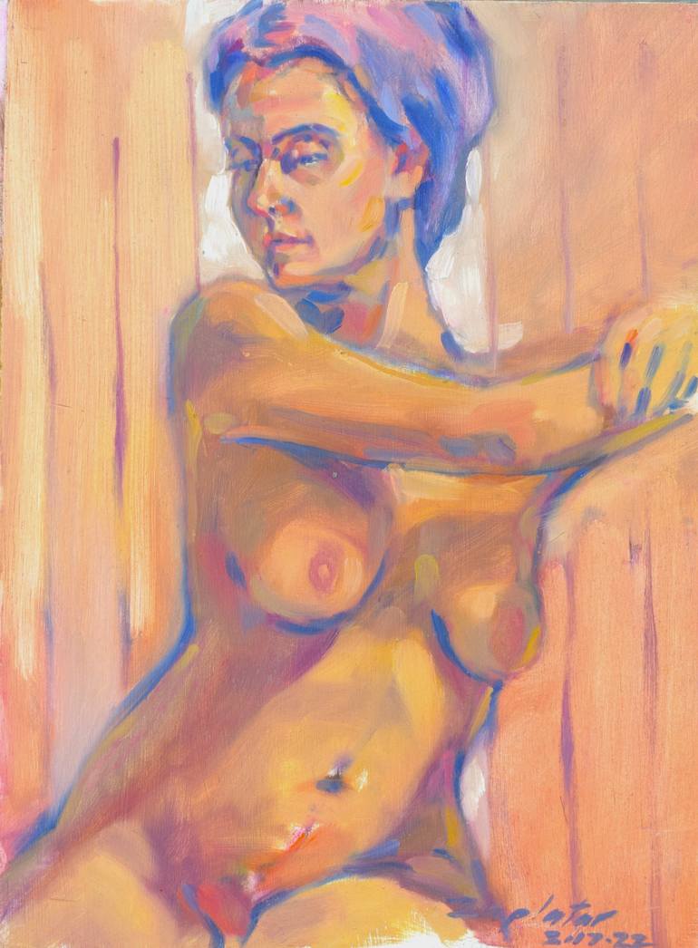Original Art Nouveau Nude Painting by Raymond Zaplatar