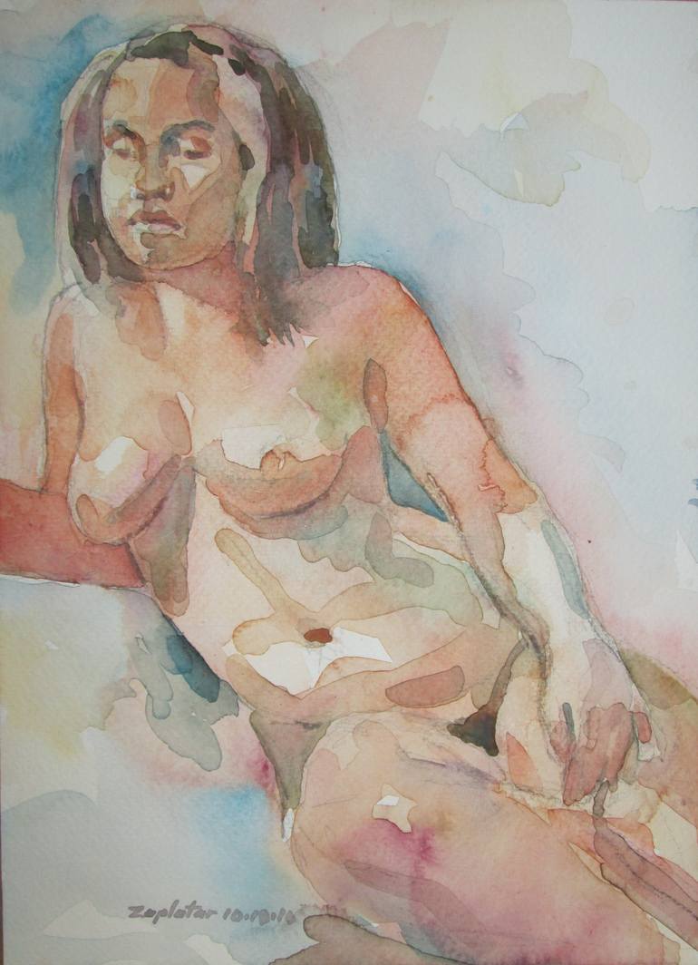 Black nude women seated Black Female Nude Seated Painting By Raymond Zaplatar Saatchi Art