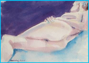 Female nude recline with buttocks thumb