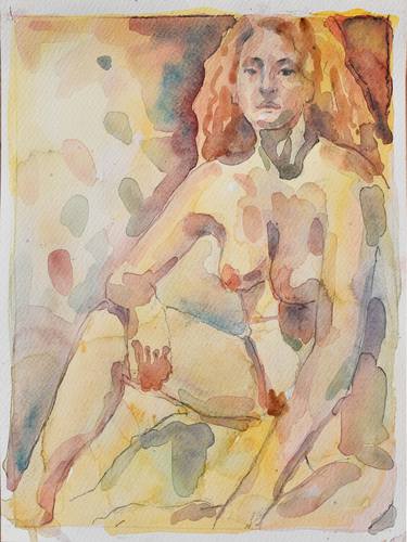 female nude seated watercolor thumb