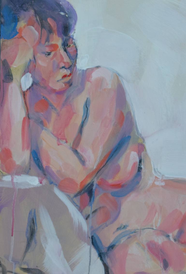 Original Expressionism Nude Painting by raymond zaplatar