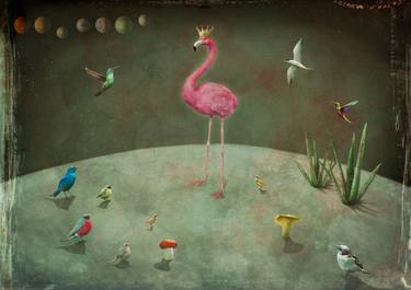 Print of Surrealism Outer Space Mixed Media by Katrine Kalleklev