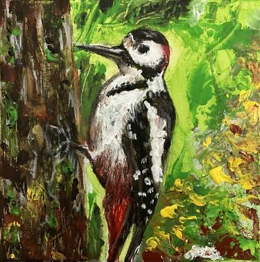 Woodpecker oil on canvas thumb