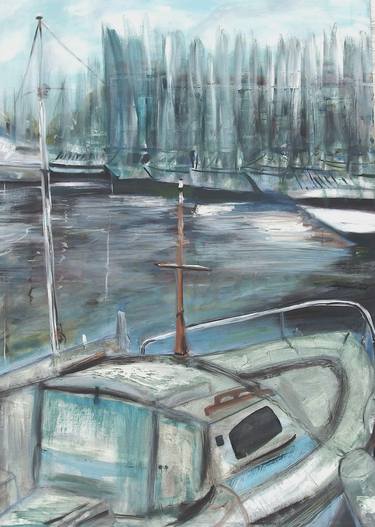 Original Abstract Expressionism Boat Paintings by Kristel Tatiana Nadvornaia