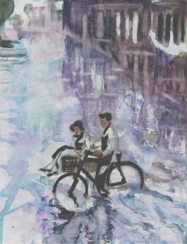 Original Illustration Bicycle Paintings by Kristel Tatiana Nadvornaia