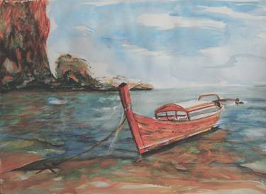 Original Impressionism Boat Paintings by Kristel Tatiana Nadvornaia