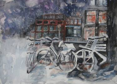Print of Impressionism Bicycle Paintings by Kristel Tatiana Nadvornaia
