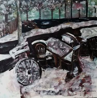 Original Abstract Expressionism Bicycle Paintings by Kristel Tatiana Nadvornaia